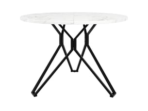 Table de salle à manger ronde 4 personnes en mdf effet marbre avec piètement métal 100×100×76 cm noir