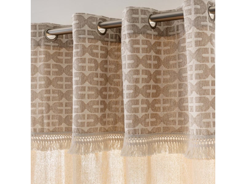  Rideau à œillets 140 x 240 cm cotonpolyester top jacquard frange domino 1613135 - Conforama B