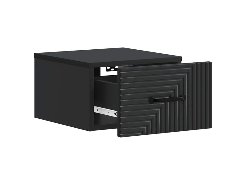  Table de chevet - cabinet de chevet - table de nuit mural 2 pièces noir 34,5 x 33 x 20 cm  - Conforama E
