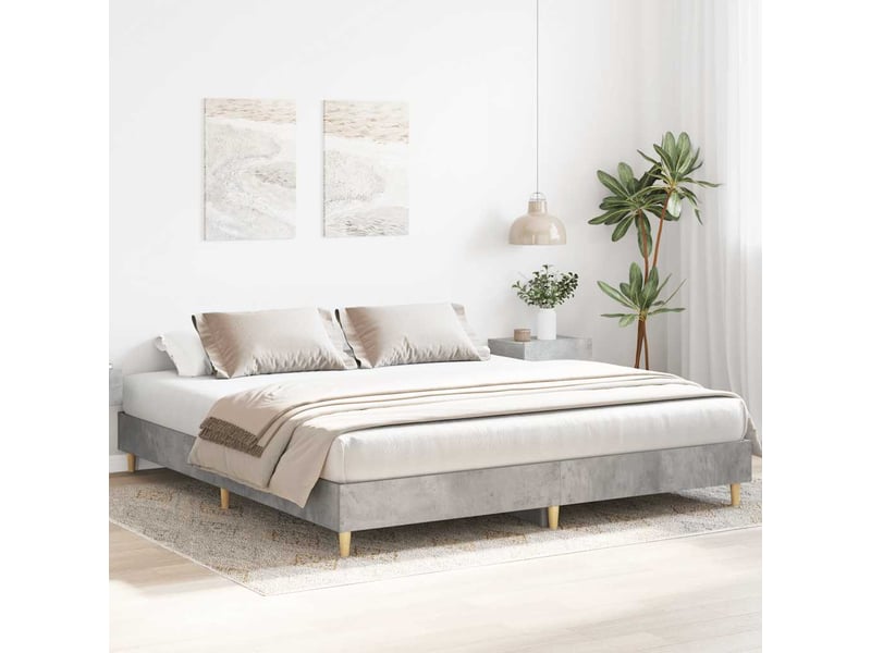  Lit double- lit adulte -  cadre de lit sans matelas gris béton 160x200 cm bois ingénierie  - Conforama B
