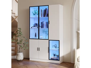 Vitrine coloris blanc 5 étagère(s) <strong>MEULVA</strong> <strong></strong> - 120 cmx200 cm