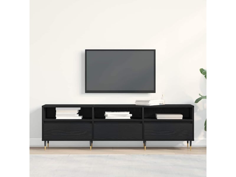  Meuble tv - banc tv - meuble de rangement 150 x 30 x 44,5 cm chêne noir bois d'ingénierie  - Conforama D