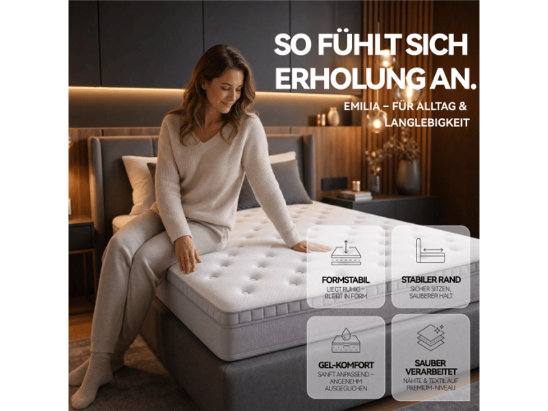  Matelas à ressorts ensachés 7 zones, 180x200 cm, h3, 25 cm, mousse confort, certifié oeko-tex  - Conforama B