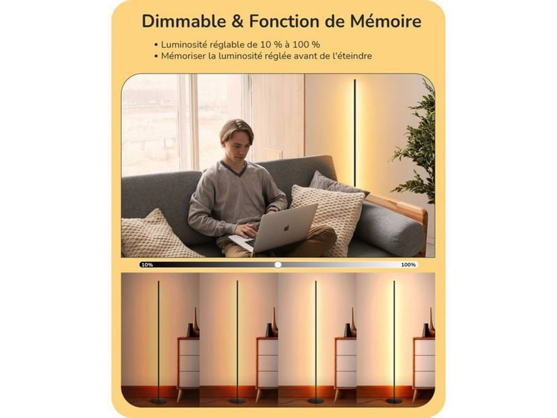  Lampadaire led sur pied 2x noir 3000k intensité 10-100 370618_AAAYE92650_6_DROPFR - Conforama B