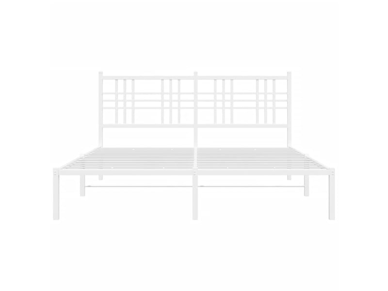  Lit adulte, lit double, cadre de lit métal sans matelas et tête de lit blanc 150x200cm cf9875  - Conforama D