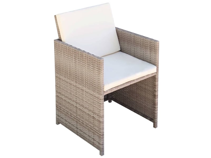  Salon de jardin meuble d'extérieur ensemble de mobilier encastrable avec coussins 11 pièces rotin beige 02_0018332  - Conforama E