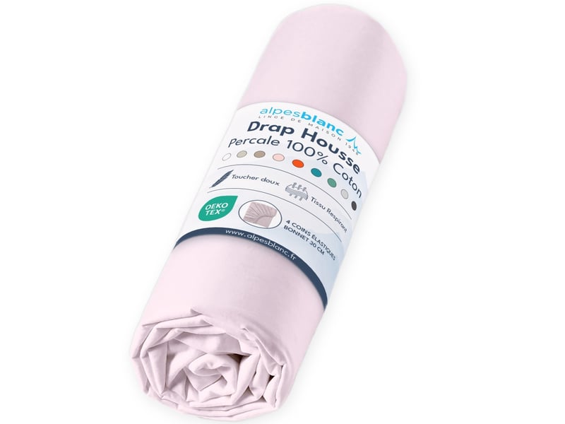  Drap housse 100% percale de coton 80 filscm² - grand bonnet 30 cm – fabrication européenne – doux, résistant – oeko-tex®  - Conforama A