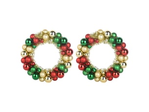 Couronnes de boules de noël 2 pcs multicolore 33 x 33 x 7 cm