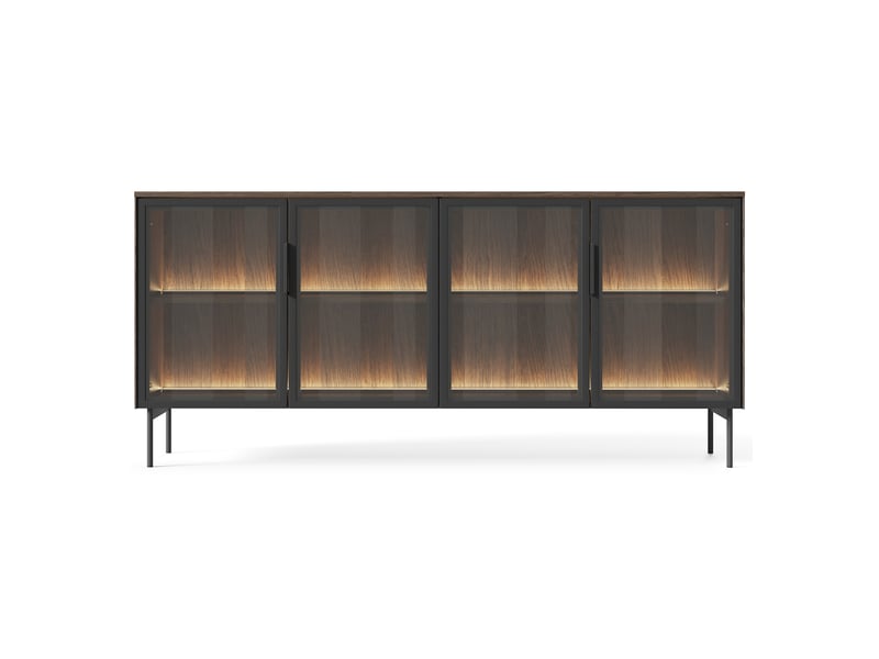  Buffet hapa, armoire 2 étagères, 181x39x83h cm noyer marron Hapa - Conforama E