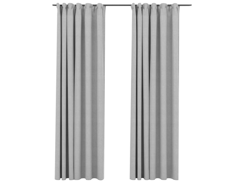  Lot de 2 rideaux occultants, rideaux black-out aspect lin avec crochets gris 140x225cm cf44513  - Conforama A