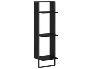 Étagère flottante, étagère suspendue montage mural chêne noir 30 x 25 x 100 cm cf42502