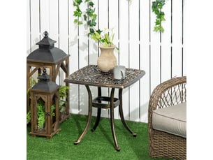 Table d’appoint jardin avec trou pour parasol, cadre aluminium bronze, 54x54x52,5 cm, balcon
