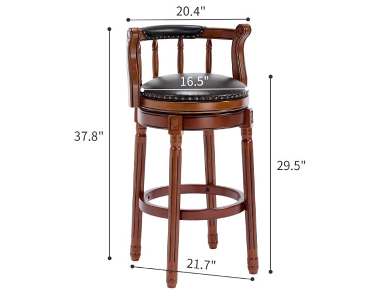  Tabouret de bar pivotant, tabouret noir avec pieds en bois, en cuir  - Conforama C