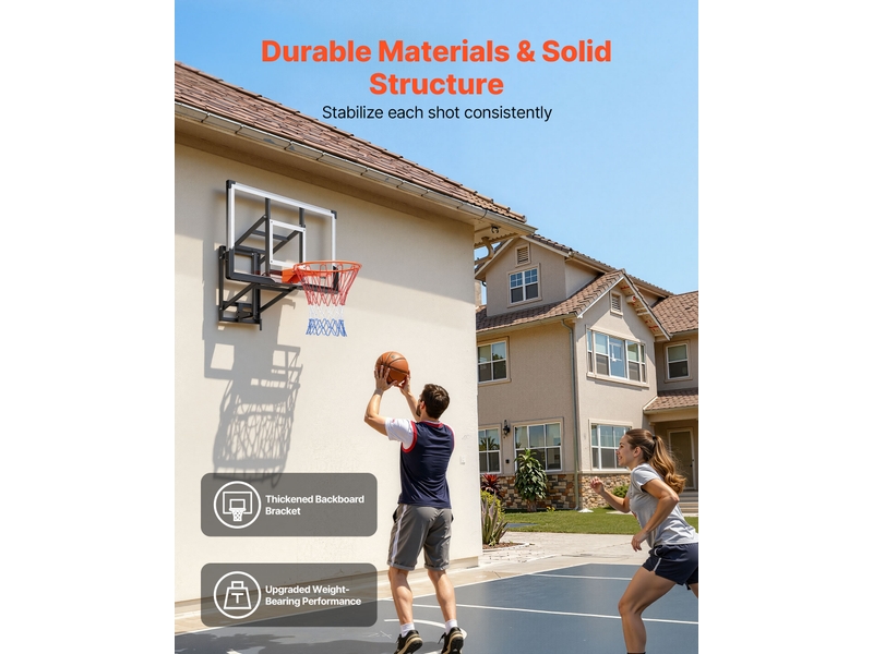  Vevor panier de basket-ball mural 139 cm avec panneau en pc de 2,8 mm extérieur  - Conforama C