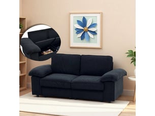 Canapé 2 places - fx-p20eu-bk1 - noir - tissu doux - rangement intégré sous siège