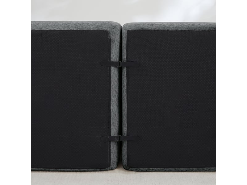 Canapé modulable en l 3 places 288x165x79 cm, polaire granuleux, mousse 32d, avec pouf, gris - Conforama E