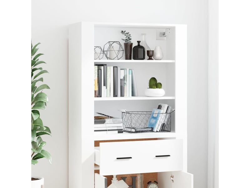  Buffet haut - bahut - meuble de rangement blanc bois d'ingénierie  - Conforama D
