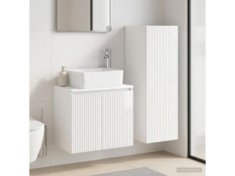  Ensemble de mobilier de salle de bain 2 pc blanc brillant cf64010  - Conforama B