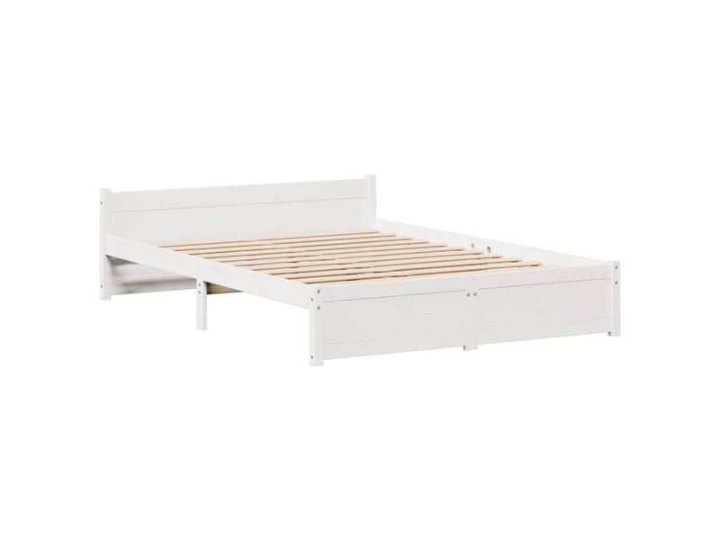  Lit double- lit adulte -  cadre de lit sans matelas blanc 140x200 cm bois de pin massif  - Conforama D
