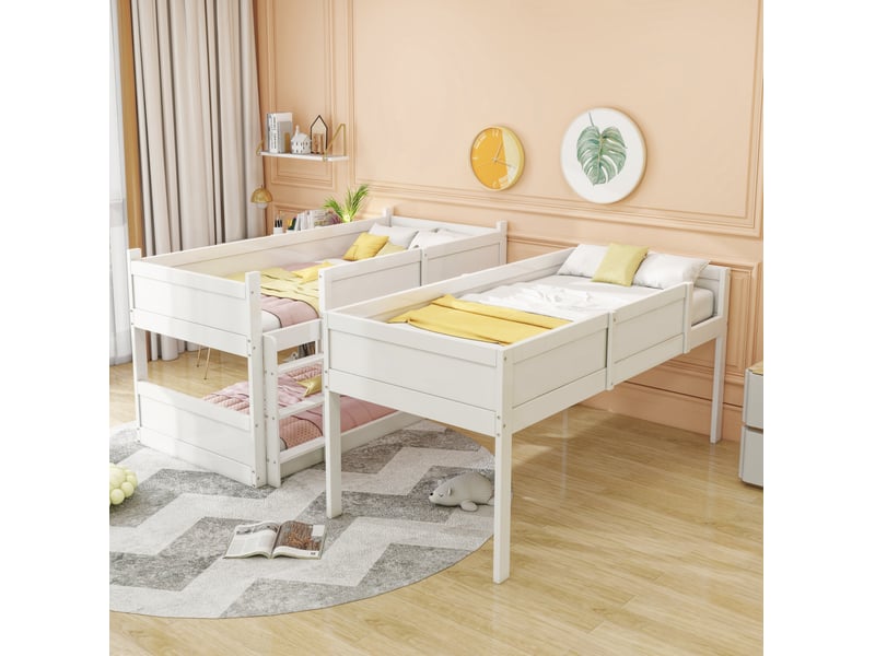  Lit superposé triple enfant modulable 90x200 cm blanc  - Conforama B