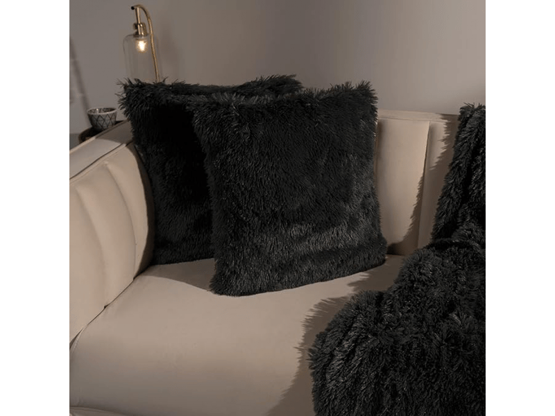  Lot de 4 housse de coussin - lot de 4 x housses de coussin 40 x 40 cm carré longue fibre douce canapé maison canapé réversible ensemble, gris anthracite  - Conforama B
