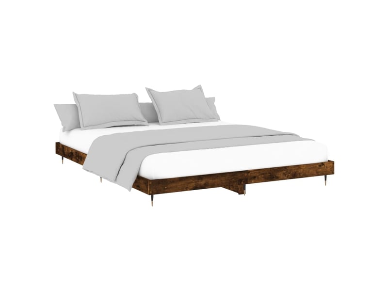  Lit double- lit adulte -  cadre de lit sans matelas chêne fumé 200x200 cm bois ingénierie  - Conforama C