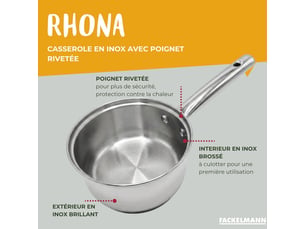 Lot de 3 casseroles 182022 cm et 2 poêles 2024 cm en inox fackelmann rhona
