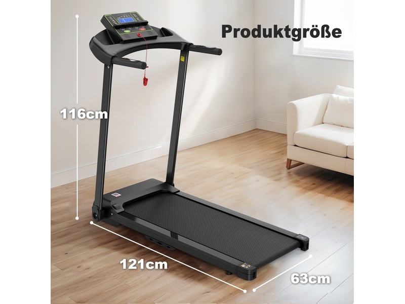  Tapis de course électrique 121x63x116 cm vitesse maximale 12 kmh métal noir  - Conforama E