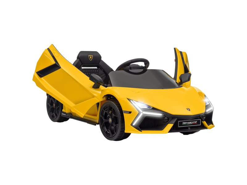 Voiture électrique 12v sous licence lamborghini revue véhicule électrique télécommande vitesse 3-5 kmh 3-5 ans jaune  - Conforama A