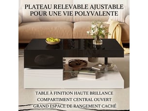 Table basse rectangulaire coloris noir <strong></strong> <strong></strong> - 45 cmx90 cm