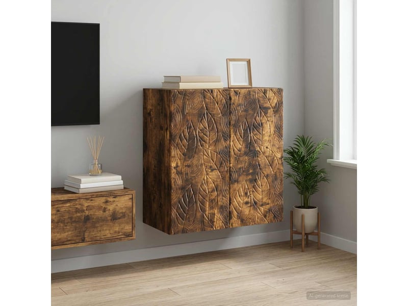  Armoire murale salon, meuble de rangement 59x31x60 cm bois d'ingénierie chêne fumé shl7866  - Conforama B