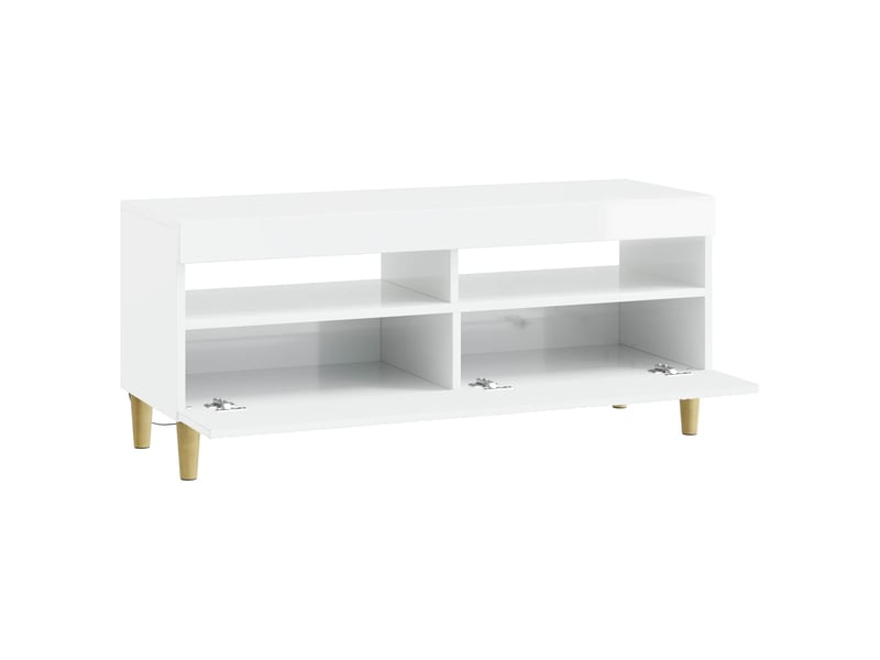 Meuble tv - banc tv - meuble de rangement led blanc brillant bois d'ingénierie - Conforama E