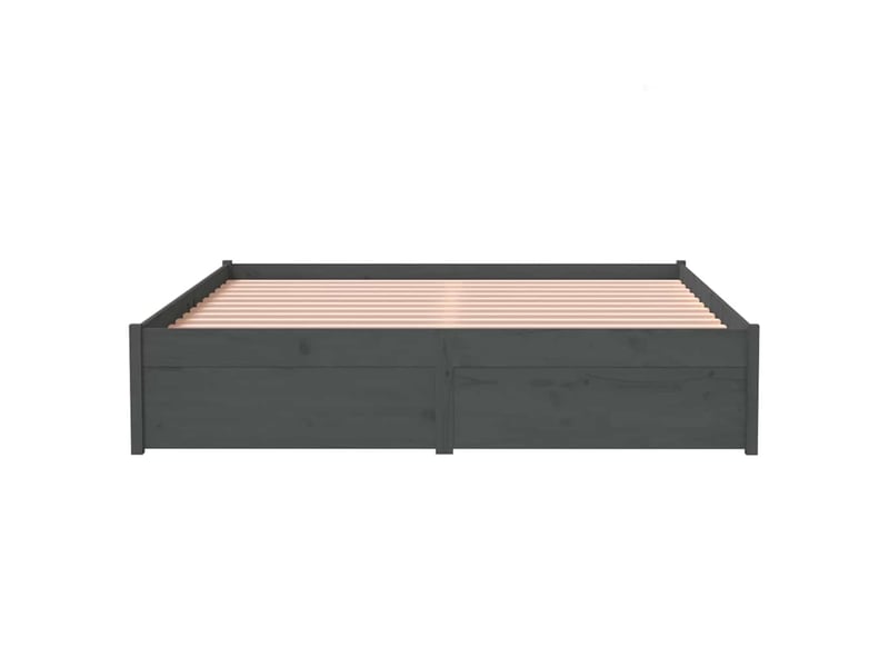  Lit double- lit adulte -  cadre de lit sans matelas gris bois massif 135x190 cm  - Conforama D