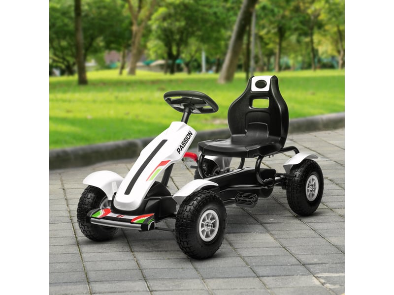  Karting à pédales pour enfants de 5 à 12 ans, en plastique et métal, avec siège réglable et frein à main, 121 x 58 x 61 cm  - Conforama D
