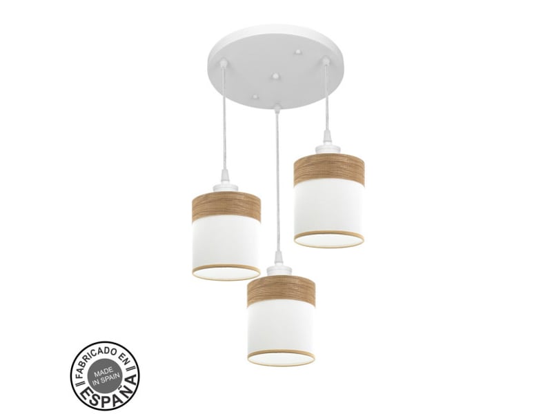  Plafonnier suspendu fabrilamp cloe blancbois clair 3 x e27 hauteur réglable 43-105 cm 42x42 cm 175483085 - Conforama A