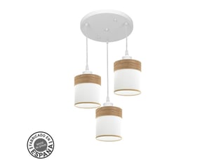 Plafonnier suspendu fabrilamp cloe blancbois clair 3 x e27 hauteur réglable 43-105 cm 42x42 cm
