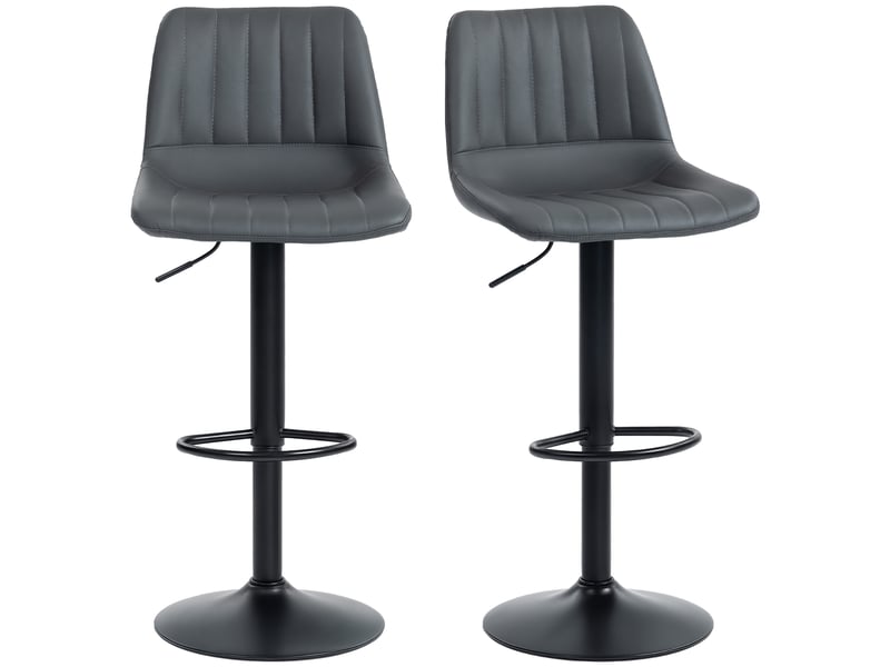  Ensemble de 2 tabourets de bar au design rétro, avec repose-pieds, hauteur réglable, 43 cm x 49,5 cm x 111 cm  - Conforama A
