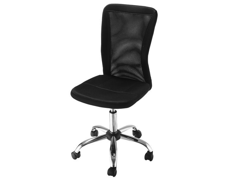  Chaise de bureau ergonomique sans accoudoirs en tissu respirant à maille hauteur réglable 5 roues 43x58x90-100 cm noire  - Conforama E