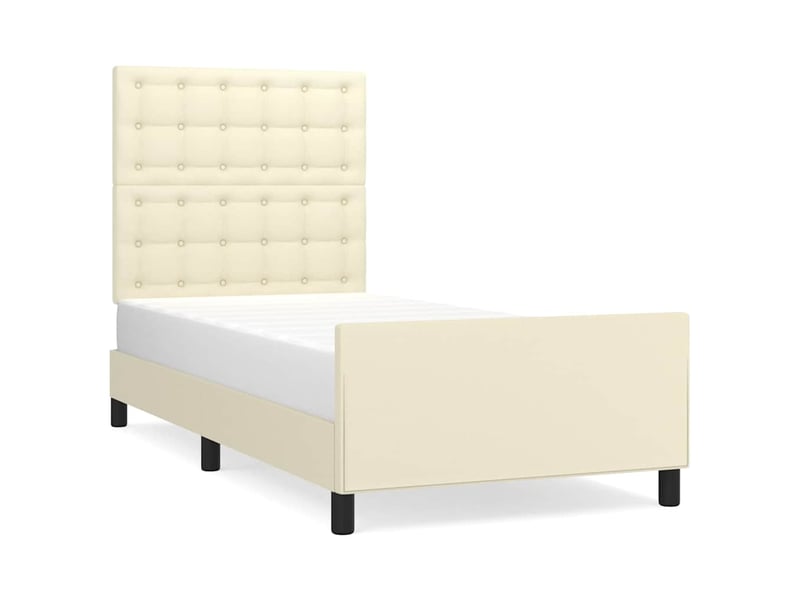  Lit simple- lit adulte -  cadre de lit sans matelas crème 80x200 cm similicuir  - Conforama A