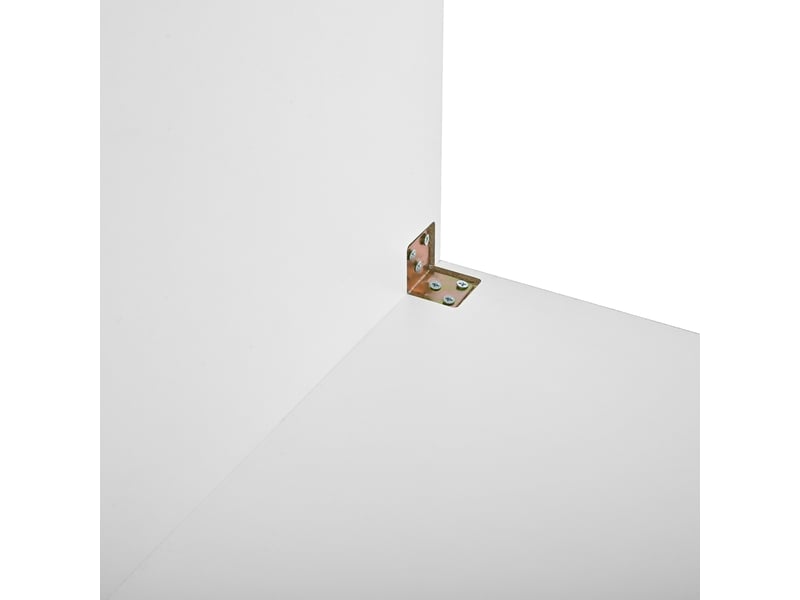  Meuble tv extensible blanc avec 3 portes laquées brillant pieds métal charnières silencieuses design moderne rangement  - Conforama E