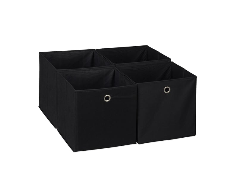  Lot de 4 bacs de rangement pliables pratiques chambre salon 30 x 30 x 30 cm en tissu gris 13_0014533  - Conforama A