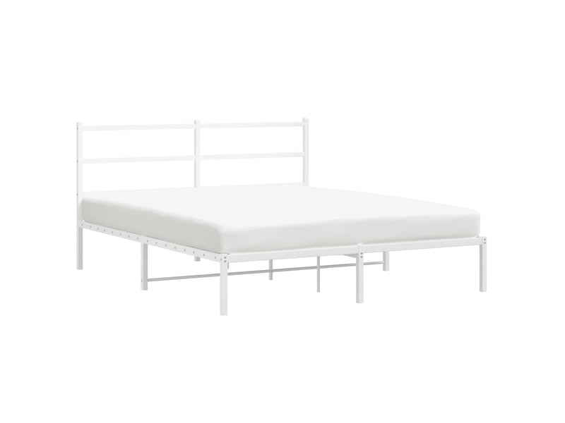  Lit double- lit adulte -  cadre de lit métal sans matelas et tête de lit blanc 150x200 cm  - Conforama A