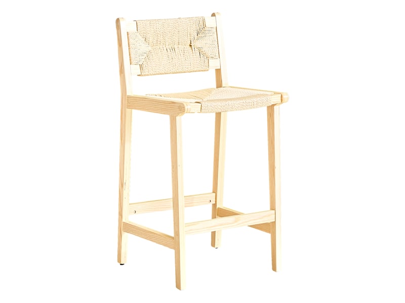  Lot de 2 tabourets de bar,44x42x89 cm,style campagne,bois clair tressé  - Conforama D