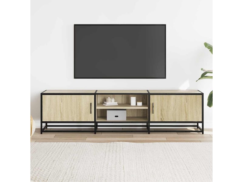  Meuble tv - banc tv - meuble de rangement chêne sonoma 160x35x41 cm bois d'ingénierie et métal  - Conforama C