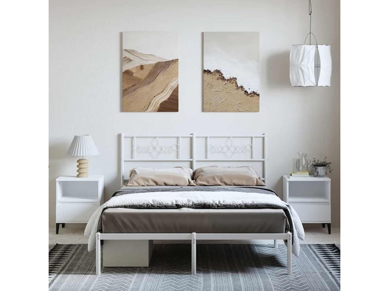 Lit double- lit adulte - cadre de lit métal sans matelas et tête de lit blanc 135x190 cm - Conforama C