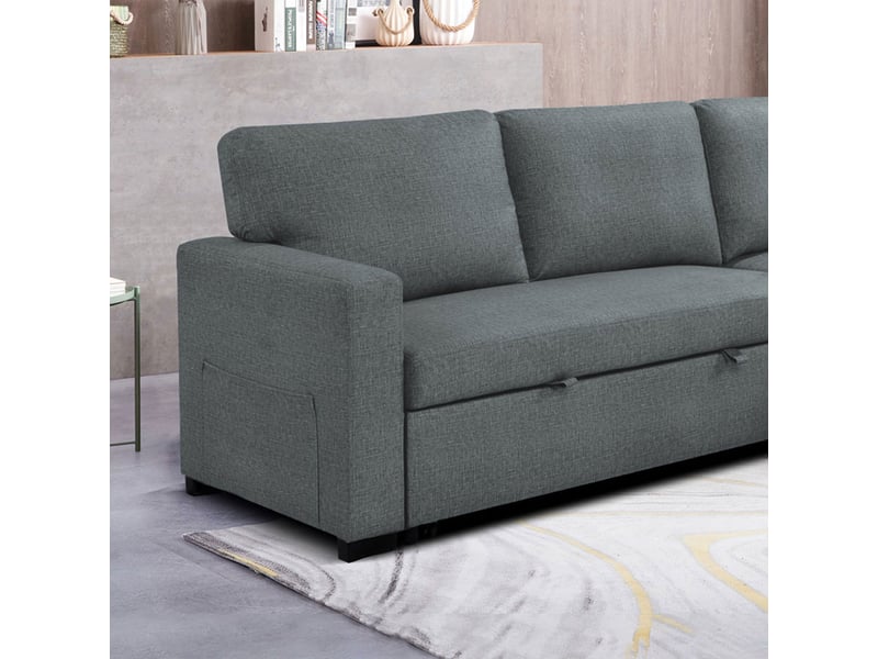 Canapé d'angle réversible et convertible en tissu gris clair - cozy - Conforama C