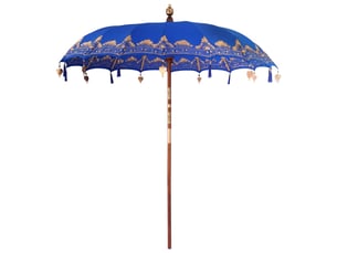 Parasol balinais avec base 215 x 215 x 260 cm ambiance tropicale pratique jardin en coton bleu 02_0055947