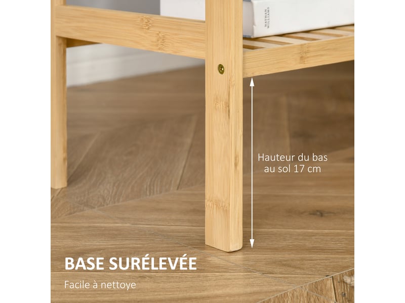  Étagère de rangement, étagère en bambou à 4 niveaux, bibliothèque pour salon, chambre et bureau,62 x 33 x 112 cm, bois naturel  - Conforama W