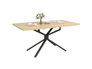 Table à manger extensible 120160 x 90 cm – chêne clair et noir – pied étoile réglable, 4 à 6 personnes