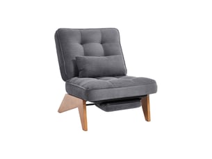 Fauteuil de salon 127x73x90cm – pas d'accoudoirs - avec repose-pieds rétractable, dossier inclinable et coussin lombaire – velours côtelé - gris